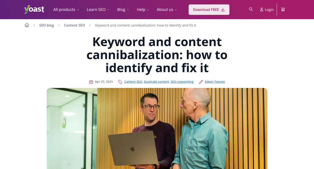 Two web pages competing for same keyword