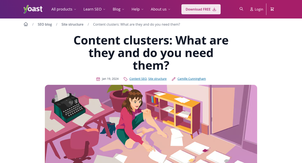 Content cluster map with PASF topic connections