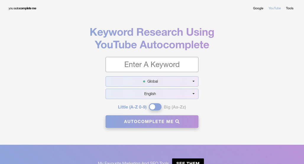YouTube autocomplete search suggestions dropdown menu