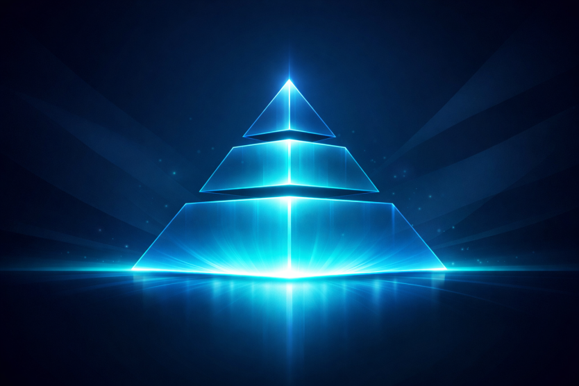 Three-tier keyword classification pyramid diagram