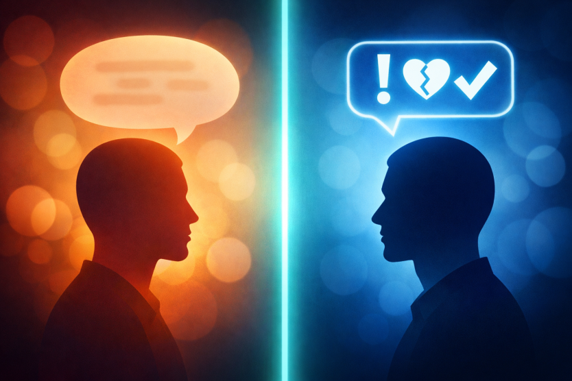Frustrated customer leaving a business conversation