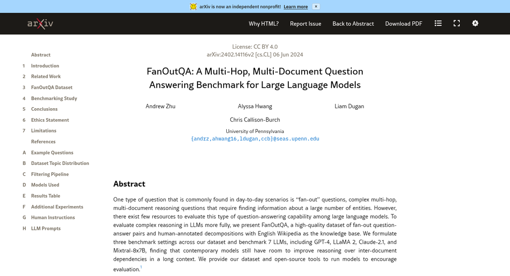 FanOutQA benchmark evaluation results chart