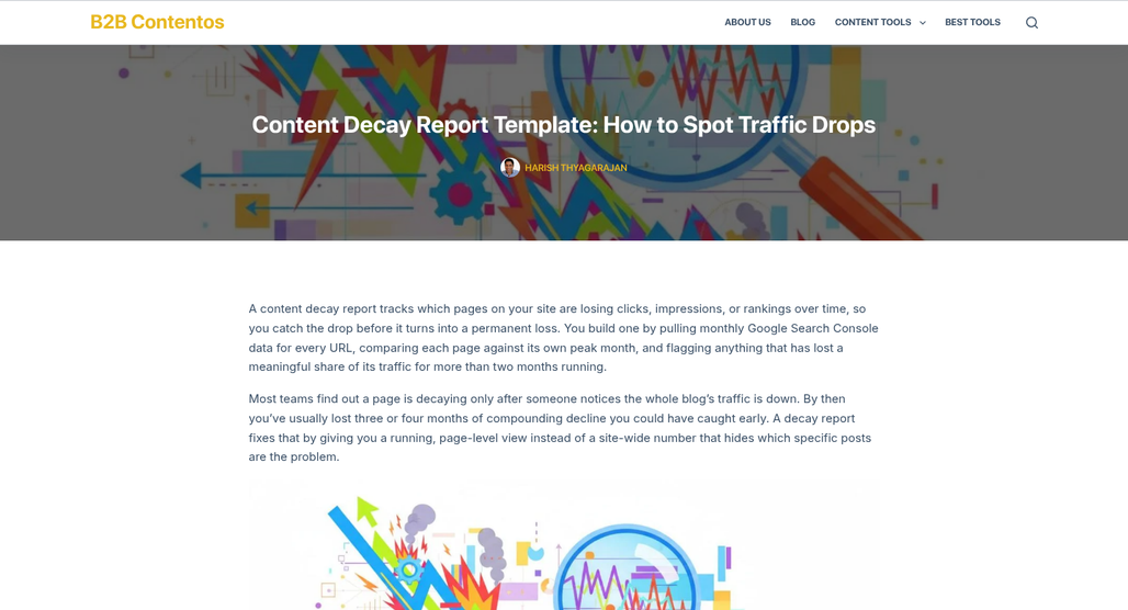 Neglected website content showing declining traffic metrics
